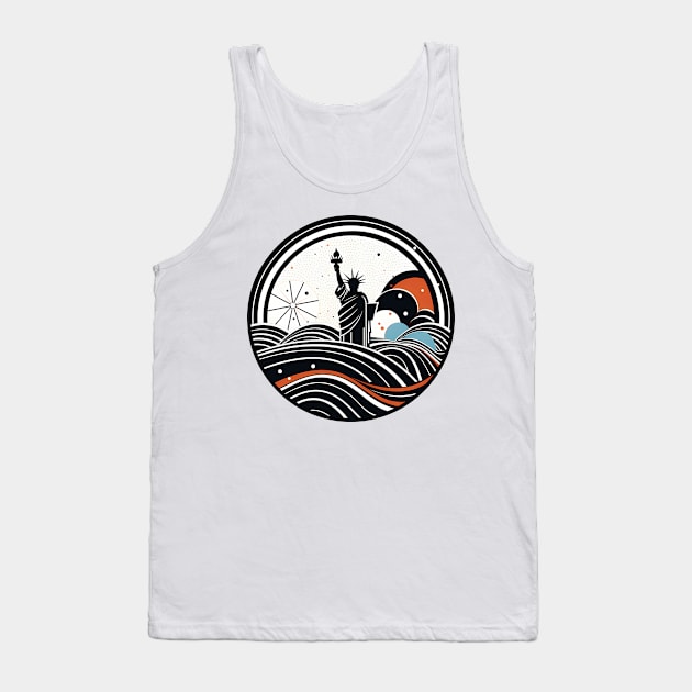 Statue of Liberty emblem Independence Day design for patriots Tank Top by Czajnikolandia